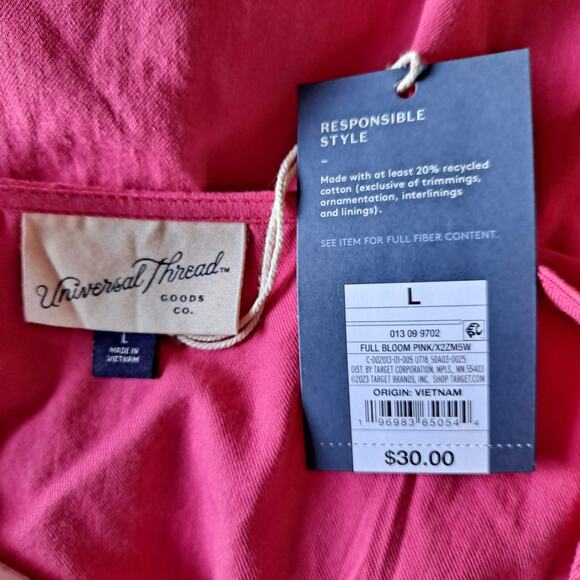 NWT Universal Thread Dress Flutter Short Sleeve Mini Cotton Pink Womens Large - Picture 10 of 13